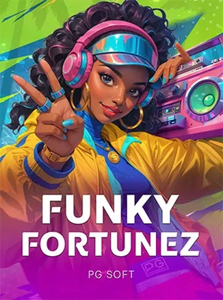 ภาพหน้าปกเกมสล็อต Funky Fortunez ธีมแนวย้อนยุคจาก PG Soft